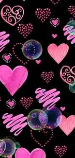 Pink heart pattern wallpaper for phones.