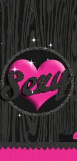 Stylish pink heart wallpaper with typography on dark background.