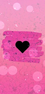 Pink heart textured wallpaper for mobile, artistic and vibrant.