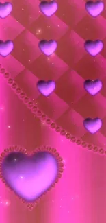 Pink heart pattern wallpaper with vibrant design.