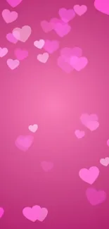 Vibrant pink heart mobile wallpaper with a romantic theme.