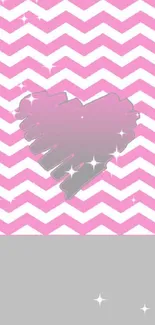 Pink heart and zigzag mobile wallpaper.