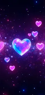 Pink Hearts And Stars In The Space Live Wallpaper