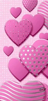 Pink heart patterned wallpaper with playful design for mobile.