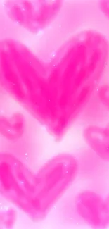 Vibrant pink hearts on a soft gradient background.