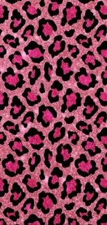 Pink leopard print wallpaper with bold patterns.