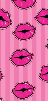 Pink lips pattern wallpaper with bold design and vibrant colors.