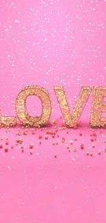 Pink background with 'LOVE' in glittering letters.