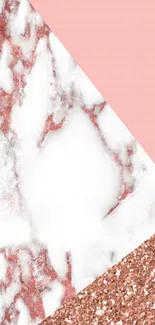 Pink marble and glitter geometric mobile wallpaper.