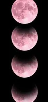 Mobile wallpaper featuring pink phases of the moon on a black background.