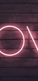 Pink neon love sign with wooden background wallpaper.