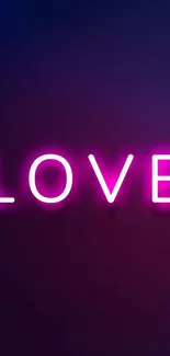 Vibrant pink neon LOVE wallpaper with glowing effect.