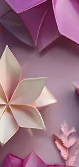 Beautiful pink and cream origami flower art.