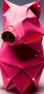 Pink origami pig sculpture mobile wallpaper.