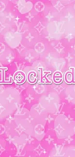 Pink patterned wallpaper with the word 'Locked' in a stylish font.