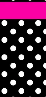 Black and pink polka dot mobile wallpaper.