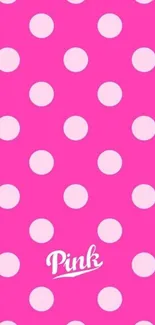 Pink polka dot wallpaper for mobile devices.