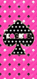 Pink wallpaper with a polka dot spade and 'Locked' text.