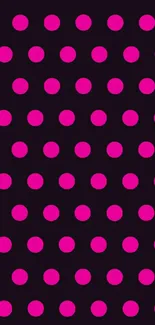 Vibrant pink polka dots wallpaper for mobile.