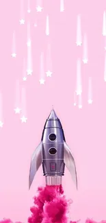 Dynamic pink rocket launch mobile wallpaper.