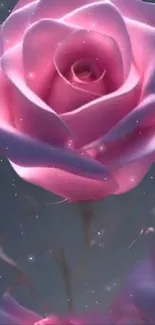 Pink rose mobile wallpaper with dreamy glow.