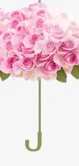 Pink roses forming an umbrella shape, a creative floral wallpaper design.