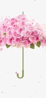 Mobile wallpaper with pink roses shaped like an umbrella.