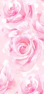 Watercolor pink roses wallpaper design