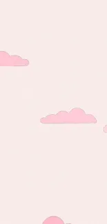 Mobile wallpaper with light pink clouds and minimalist design.