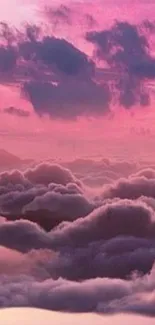 Pink sky with clouds and crescent moon wallpaper.