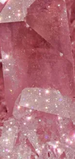 Mobile wallpaper with pink sparkling crystals and shimmering textures.