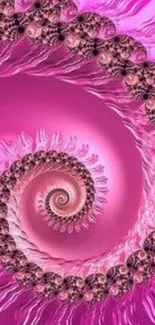 Pink fractal spiral with intricate design details.