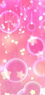 Pink bubbles and stars mobile wallpaper.