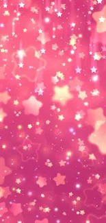 Dreamy pink starry mobile wallpaper featuring glowing stars.