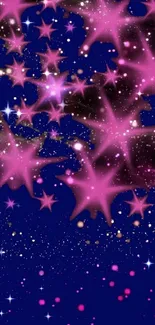 Pink galaxy wallpaper with glowing stars.