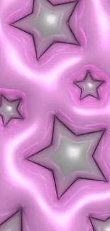 Pink and silver starry glow mobile wallpaper with a celestial theme.