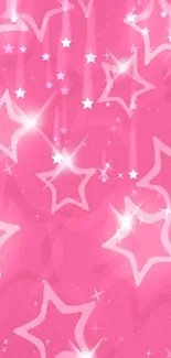 Vibrant pink wallpaper with sparkling stars.