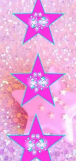 Pink stars glitter wallpaper with sparkling effects and vibrant colors.