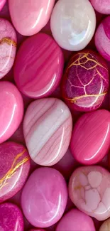 Vibrant pink stone texture wallpaper with elegant patterns.