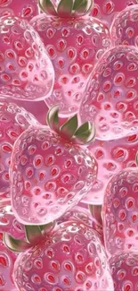 Vibrant pink strawberries on mobile wallpaper.