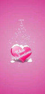 Pink Valentine's Day heart with sparkles wallpaper.