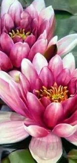 Pink lotus flowers wallpaper with elegant petals.