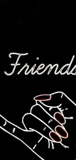 Neon style pinky promise wallpaper with 'Friends' text.