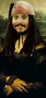 Pirate-themed Mona Lisa wallpaper mashup.