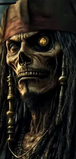 Dark pirate skeleton with intricate details and mystical atmosphere.