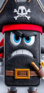 Pirate-themed smartphone character illustration.