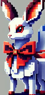 3D pixel art animal with red accents and digital design.