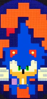 Colorful pixel art wallpaper featuring a blue and orange character design.