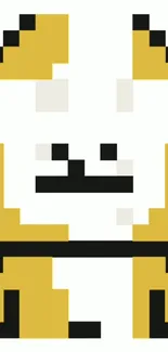 Pixel art dog with yellow and white minimalist design.