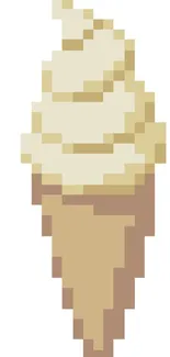 Pixel art ice cream cone on white background.